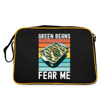 Grüne Bohnen Auflauf - Retro Tasche - Schwarz/Gold - Hinten