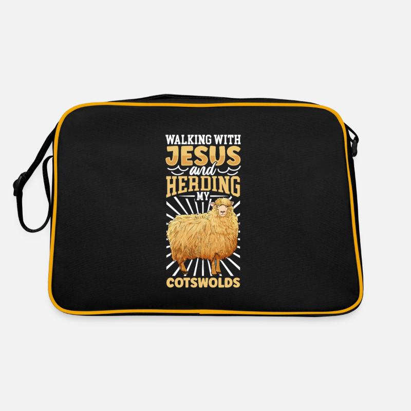 Jesus und Schaf - Cotswold-Schaf Retro Tasche