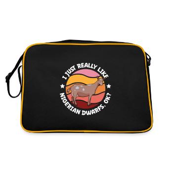 Ich liebe meine Afrikanische Zwergziege - Retro Tasche - Schwarz/Gold - Hinten