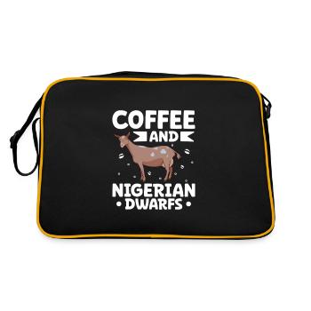 Kaffee und Afrikanische Zwergziege - Retro Tasche - Schwarz/Gold - Hinten