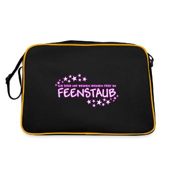 Spruch mit Feenstaub - Retro Tasche - Schwarz/Gold - Hinten