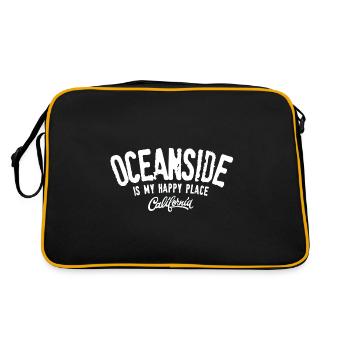 Oceanside ist mein glücklicher Ort - Retro Tasche - Schwarz/Gold - Hinten