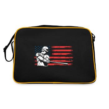 Amerikanische Flagge Patriotischer Baseball - Retro Tasche - Schwarz/Gold - Hinten