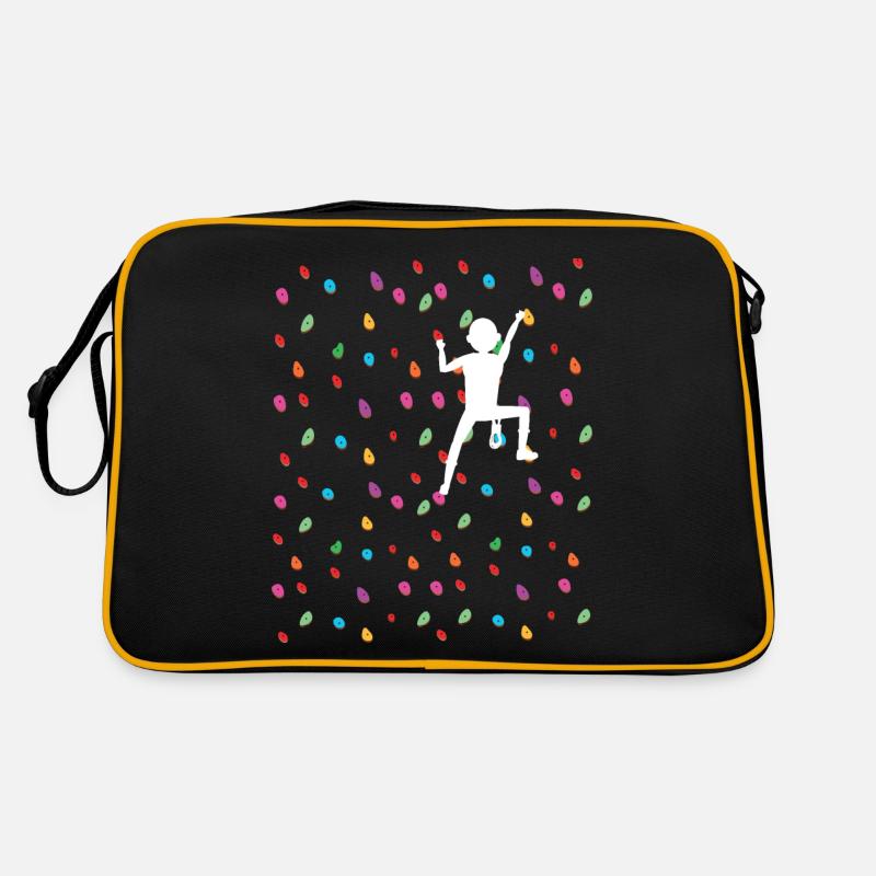 Klettern Bouldern Kletterwand Boulder Geschenkidee - Retro Tasche - Schwarz/Gold