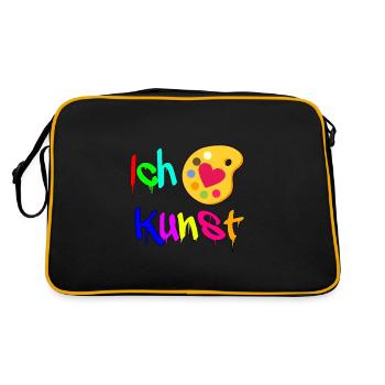 Ich Liebe Kunst Künstler Farben Malen Maler - Retro Tasche - Schwarz/Gold - Hinten