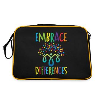 Embrace differences Autisme Handicap Compréhension - Sac Retro - noir/or - Dos