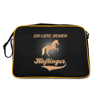 Haflinger Pferde Pferd Ich Liebe Meinen Haflinger - Retro Tasche - Schwarz/Gold - Hinten