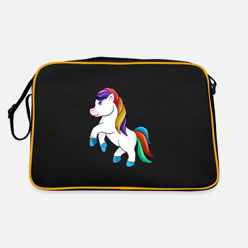 Einhorn Pony Pferd - Retro Tasche - Schwarz/Gold