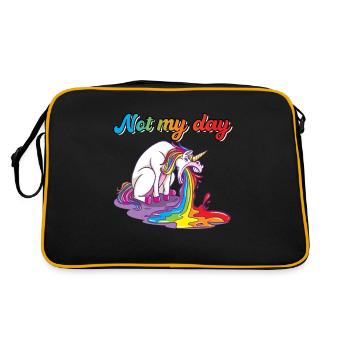 Not My Day unicorn spits vomit - Retro Bag - black/gold - Back