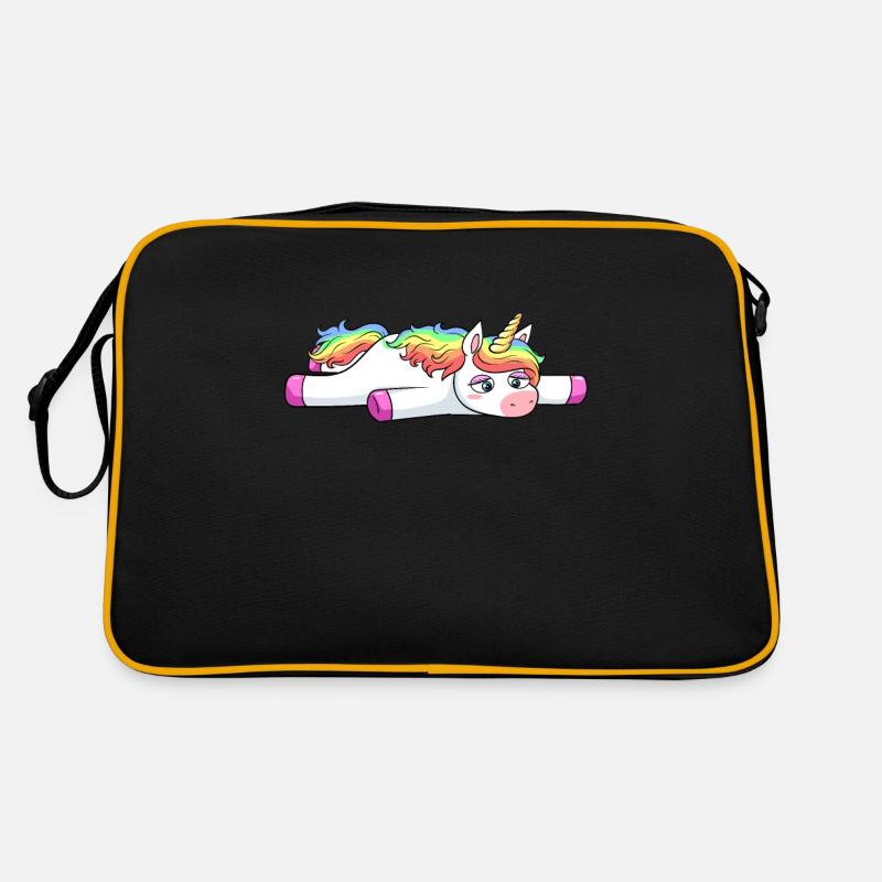 Müdes Einhorn KO Platt Retro Tasche