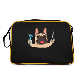 Hundefriseur Hundefrisör Mops Pet Groomer - Retro Tasche - Schwarz/Gold - Hinten