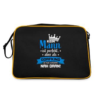 Kein Mann ist perfekt, aber als Dorfkind verdammt - Retro Tasche - Schwarz/Gold - Hinten