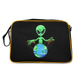 Alien Puppenspiel Außerirdische Kontrolle - Retro Tasche - Schwarz/Gold - Hinten