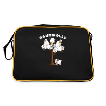 Baumwolle als Schaf,super Geschenk als Schlafshirt - Retro Tasche - Schwarz/Gold - Hinten