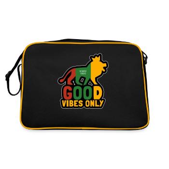 Good Vibes only, reggae Jamaican lion crown - Retro Bag - black/gold - Back