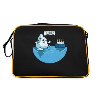 Eisberg & Schiff Spruch Free Hugs Knuddel - Retro Tasche - Schwarz/Gold - Hinten