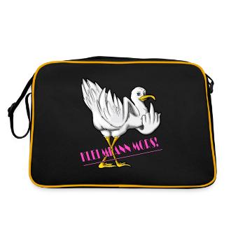 Norden Plattdeutsch Spruch klei mi ann Mors Möwe - Sac Retro - noir/or - Dos