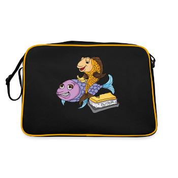 Butter with the fish Low German saying - Retro Bag - black/gold - Back