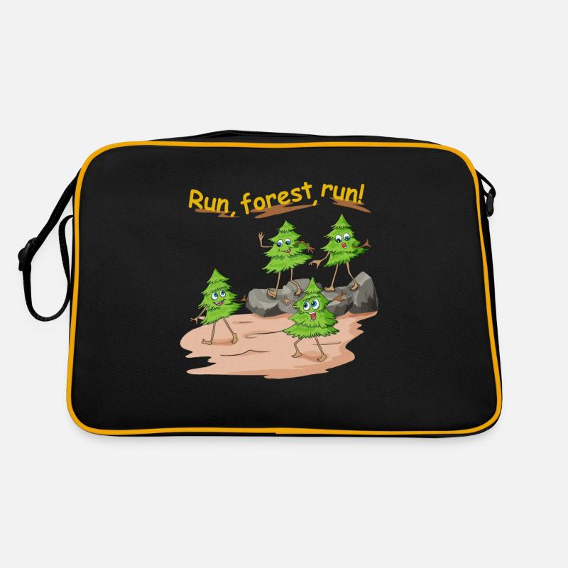 Tannenbaum run forest run im Wald als Jogger - Retro Tasche - Schwarz/Gold