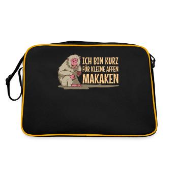 Affe ich bin kurz für kleine Affen Makaken Kacken - Retro Tasche - Schwarz/Gold - Hinten