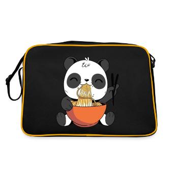 Panda mignon mangeant des ramen - Sac Retro - noir/or - Dos