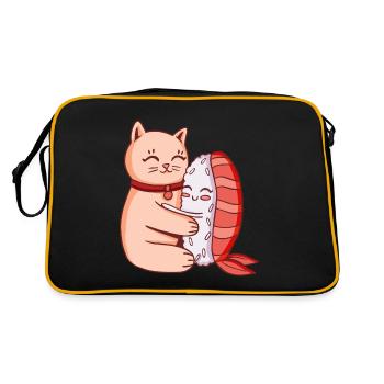 Chat mignon et sushi étreignant - Sac Retro - noir/or - Dos