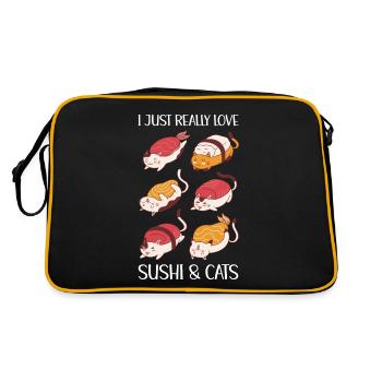 J'adore vraiment les sushis et les chats - Sac Retro - noir/or - Dos