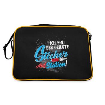 Krankenpfleger der geilste Stecher auf Station - Retro Tasche - Schwarz/Gold - Hinten