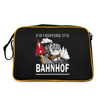 Modeleisenbahn ich verstehe nur Bahnhof Eisenbahn - Retro Tasche - Schwarz/Gold - Hinten