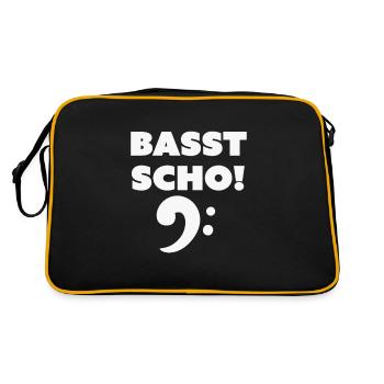 Basst scho, Geschenk Tuba - Retro Tasche - Schwarz/Gold - Hinten