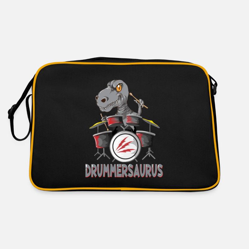 Dinosaurier Drummersaurus Drums Sticks Schlagzeug Retro Tasche