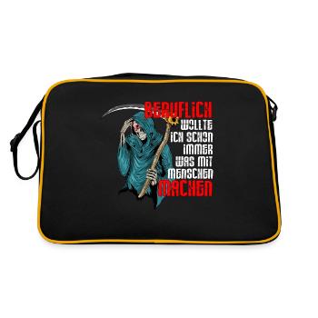 Sensenmann Beruflich was mit Menschen machen - Retro Tasche - Schwarz/Gold - Hinten