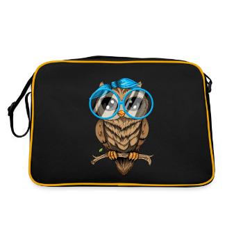 Eule ich mag halt Eulen Nerd Brille Crazy Owl Lady - Retro Tasche - Schwarz/Gold - Hinten