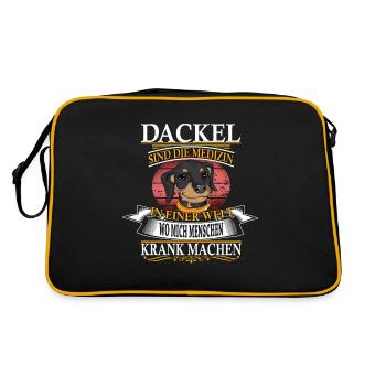 Dog dachshunds are the medicine dog owners - Retro Bag - black/gold - Back