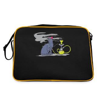 Cat owner cat smokes shisha smoking fan - Retro Bag - black/gold - Back
