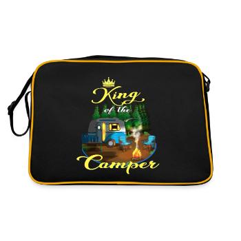 Wohnwagen King of the Camper Wohnmobil Camping Fan - Retro Tasche - Schwarz/Gold - Hinten