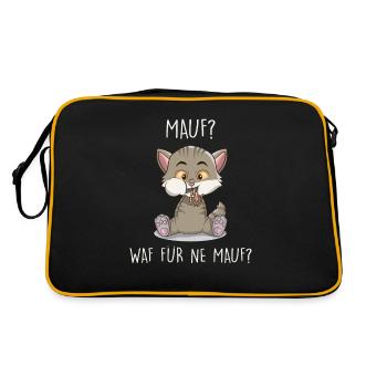 Mauf Waf Für Ne Mauf Katzenbesitzer Haustier Fan - Retro Tasche - Schwarz/Gold - Hinten