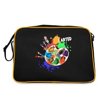 Spruch I Arted Grafik Künstler Kunsthandwerk - Retro Tasche - Schwarz/Gold - Hinten