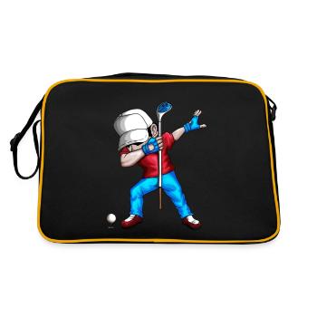 Dabbing Golfer Golfspieler Golfball Golfverein Fan - Retro Tasche - Schwarz/Gold - Hinten