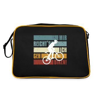 E-Bike, E-MTB, Mir reicht's ich geh biken - Retro Tasche - Schwarz/Gold - Hinten