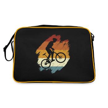 E-Bike, E-MTB, Retro Sonnenuntergang E-Biker - Retro Tasche - Schwarz/Gold - Hinten