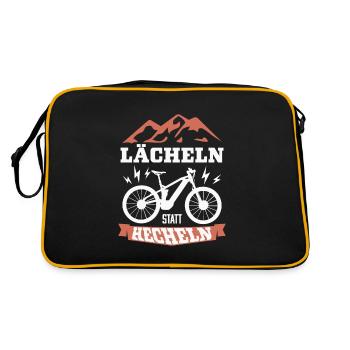 E-Bike, lächeln statt hecheln - Retro Tasche - Schwarz/Gold - Hinten