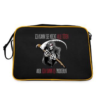 Sensenmann Tot Lustiger Spruch Ironie Sense Spaß - Retro Tasche - Schwarz/Gold - Hinten