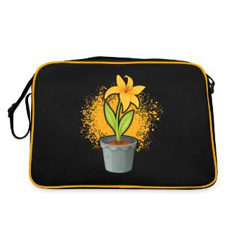 Daffodil Flowerpot Gardener Yellow Flowers - Retro Bag - black/gold - Back