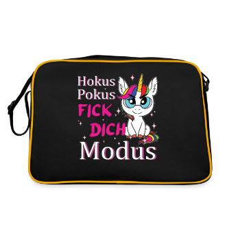 Hokus Pokus Fick Dich Modus Einhorn - Retro Tasche - Schwarz/Gold - Hinten