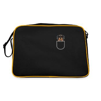 Rough-haired dachshund in the chest pocket - Retro Bag - black/gold - Back