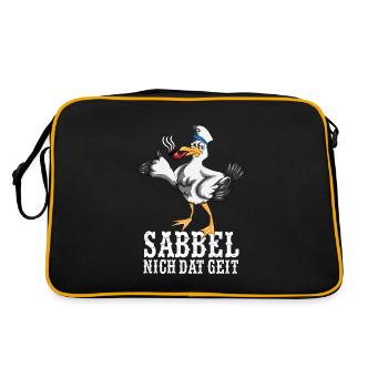 Sabbel nich dat geit Norddeutsche Plattdeutsch - Retro Tasche - Schwarz/Gold - Hinten