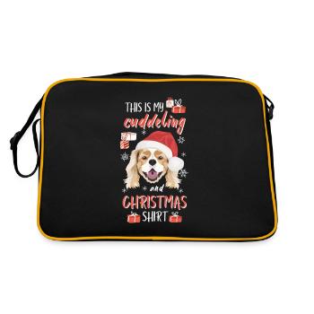 Cavalier King Charles Spaniel Weihnachten - Retro Tasche - Schwarz/Gold - Hinten