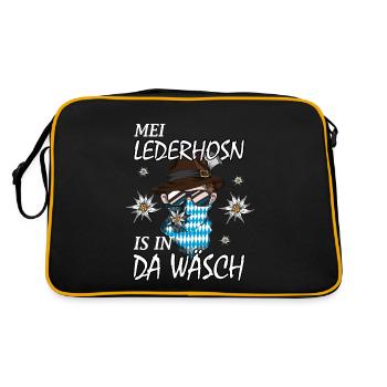 Bayern Traditionales Outfit Trachten Spruch Design - Retro Tasche - Schwarz/Gold - Hinten