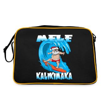 Mele Kalikimaka Weihnachten auf Hawaii Santa Claus - Retro Tasche - Schwarz/Gold - Hinten